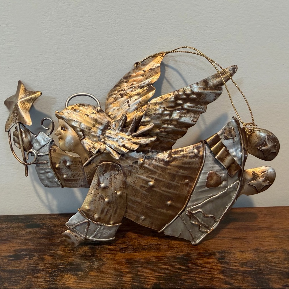 Ten Thousand Villages Metal Angel Silver and Gold Ornament Christmas